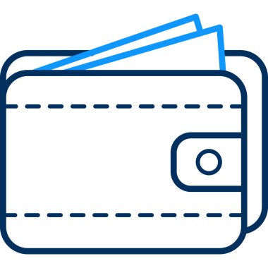 Para simgesi ve vektör illüstrasyonlu cüzdan