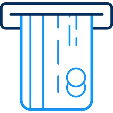 ATM nakit vektör simgesi. biçim iki renkli düz sembol, mavi ve gri renkler, yuvarlak açılar, beyaz