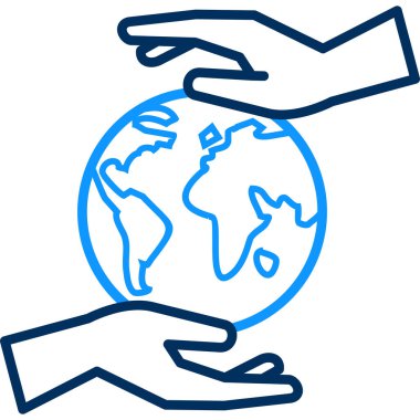 Gezegen el simgesi modern ve basit, vektör illüstrasyonu 