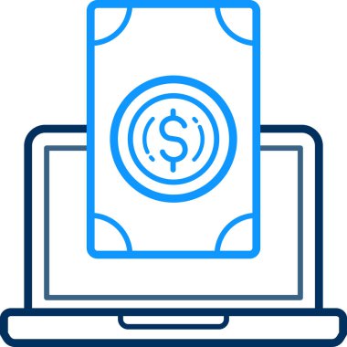 çevrimiçi para simgesi modern ve basit, vektör illüstrasyonu 