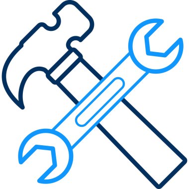 Çekiç ve anahtar simgesi modern ve basit, vektör illüstrasyonu 