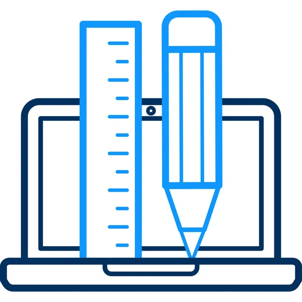 Lápiz Regla Vector Línea Portátil Icono — Archivo Imágenes Vectoriales