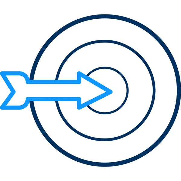 Ikona Vektoru Šipky Čáry Cíle Styl Dvoubarevný Modrý Plochý Symbol — Stockový vektor