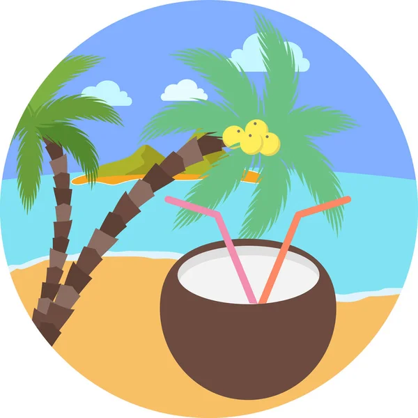 Vector Illustration Tropical Island Palm Trees — Stock Vector