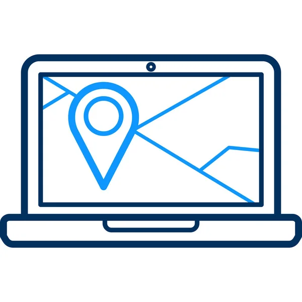 Dizüstü bilgisayar simgesi üzerinde konum modern ve basit, vektör illüstrasyonu 