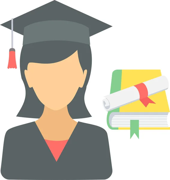 Graduate Girl Vector Icon Modern Simple Vector Illustration — 스톡 벡터