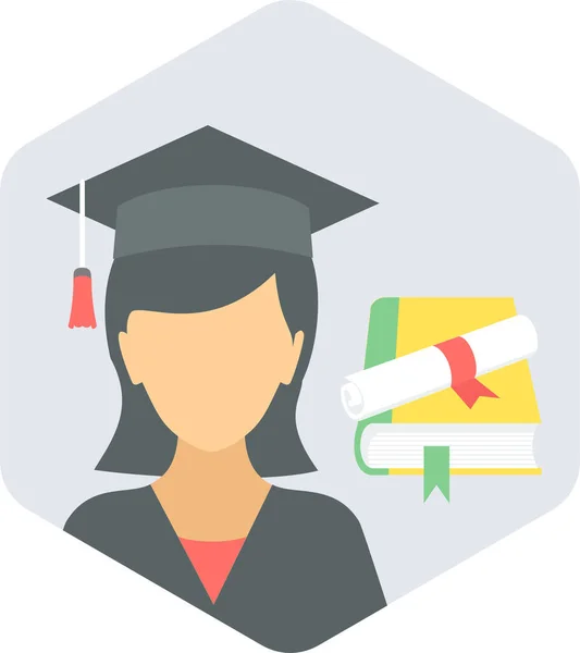 Graduate Girl Vector Icon Modern Simple Vector Illustration — 스톡 벡터