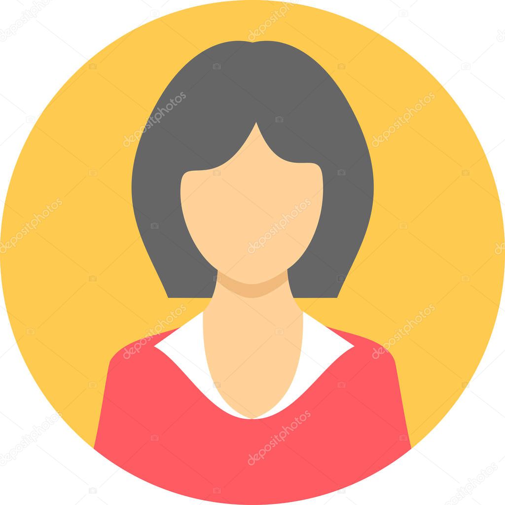 female avatar icon, vector illustration