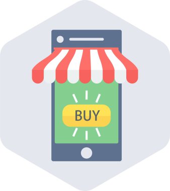 Mobil Alışveriş simgesi modern ve basit, vektör illüstrasyonu 