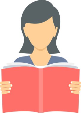 Kız vektör simgesi okunuyor Modern basit vektör illüstrasyonu 