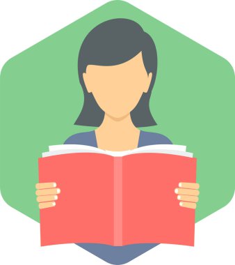 Kız vektör simgesi okunuyor Modern basit vektör illüstrasyonu 