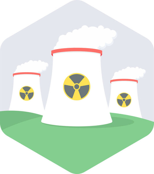 Иконка АЭС современная и простая, векторная иллюстрация 