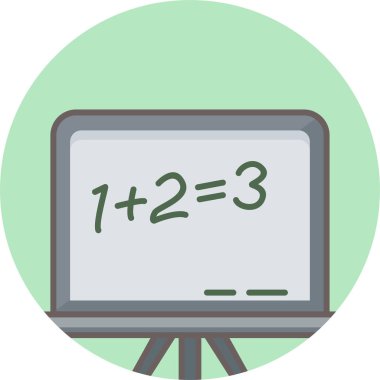 Matematik örnek simgesi olan karatahta modern ve basit, vektör illüstrasyonu 