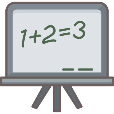 Matematik örnek simgesi olan karatahta modern ve basit, vektör illüstrasyonu 