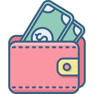 Cüzdanında para simgesi, modern ve basit, vektör illüstrasyonu 