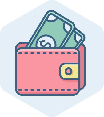 Cüzdanında para simgesi, modern ve basit, vektör illüstrasyonu 