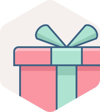 Yay ikonlu hediye kutusu. Modern ve basit, vektör illüstrasyonu. 