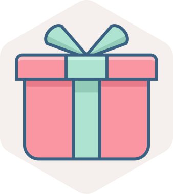 Yay ikonlu hediye kutusu. Modern ve basit, vektör illüstrasyonu. 