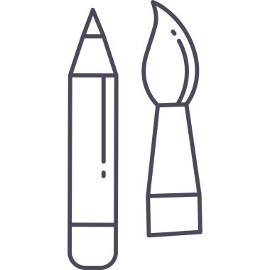 çizim araçları, kalem, fırça simgesi modern ve basit, vektör illüstrasyonu 