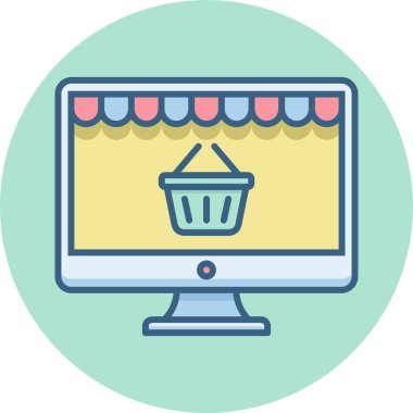 çevrimiçi alışveriş simgesi modern ve basit, vektör illüstrasyonu 