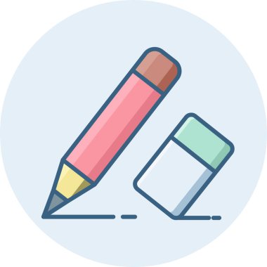 kalem ve silgi simgesi modern ve basit, vektör illüstrasyonu 