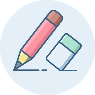 kalem ve silgi simgesi modern ve basit, vektör illüstrasyonu 