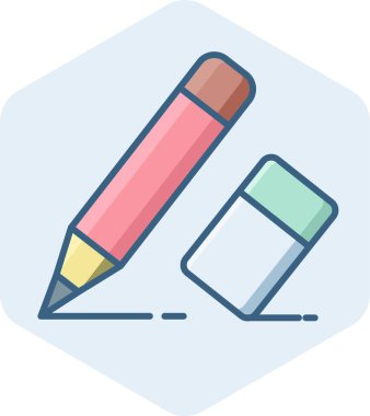 kalem ve silgi simgesi modern ve basit, vektör illüstrasyonu 