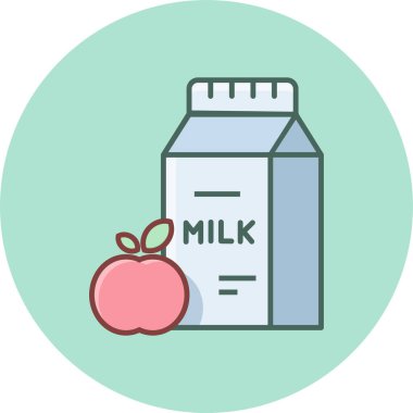 elma ve karton süt vektörü simgesi modern basit vektör illüstrasyonu 