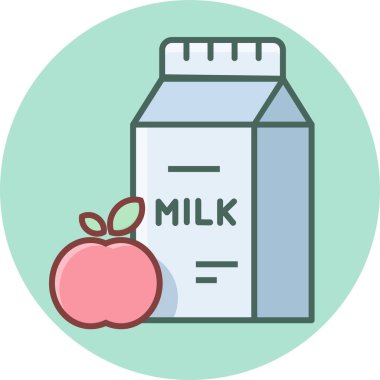 elma ve karton süt vektörü simgesi modern basit vektör illüstrasyonu 