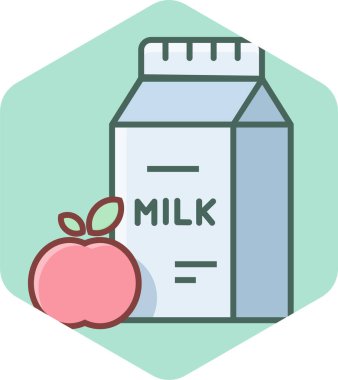 elma ve karton süt vektörü simgesi modern basit vektör illüstrasyonu 