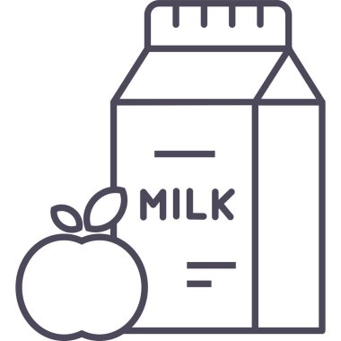 elma ve karton süt vektörü simgesi modern basit vektör illüstrasyonu 