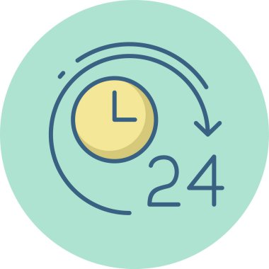 24 saat, zaman, saat vektör simgesi modern basit vektör illüstrasyonu 