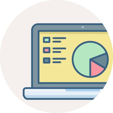 diyagram vektör simgesi olan dizüstü bilgisayar modern basit vektör illüstrasyonu 