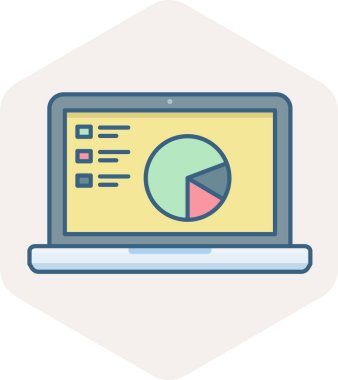 diyagram vektör simgesi olan dizüstü bilgisayar modern basit vektör illüstrasyonu 