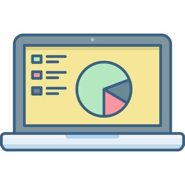 diyagram vektör simgesi olan dizüstü bilgisayar modern basit vektör illüstrasyonu 