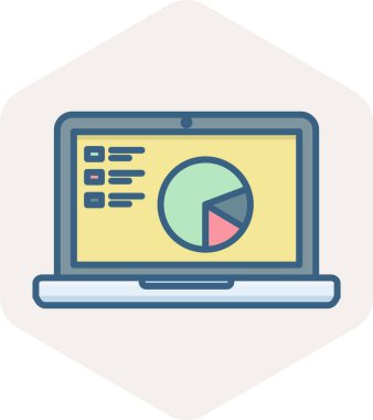 diyagram vektör simgesi olan dizüstü bilgisayar modern basit vektör illüstrasyonu 