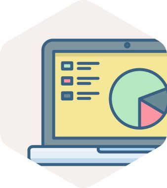 diyagram vektör simgesi olan dizüstü bilgisayar modern basit vektör illüstrasyonu 