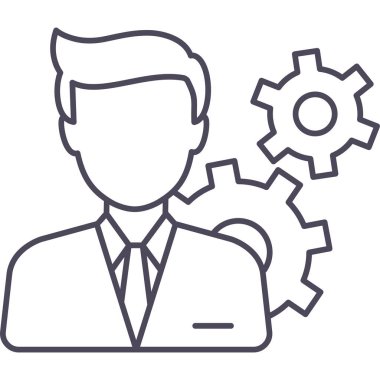 insan ve dişliler, profil ayarları vektör simgesi modern basit vektör illüstrasyonu 