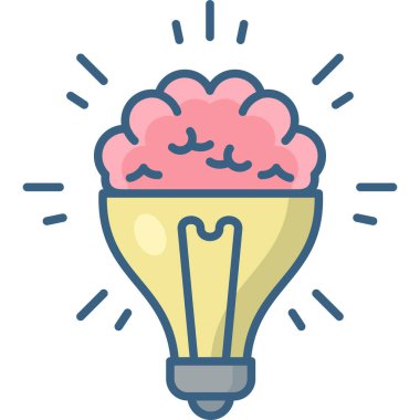 Bir ampul vektör ikonundaki beyinler modern basit vektör illüstrasyonu 