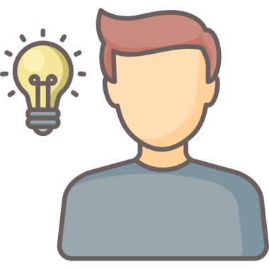 Fikir vektörü simgesi olan bir adam modern basit vektör illüstrasyonu 