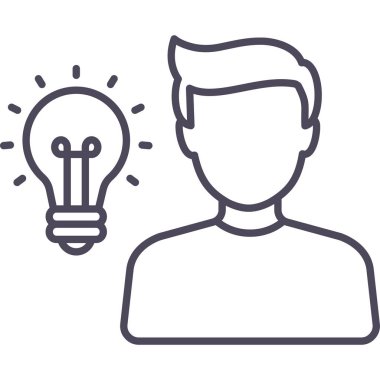 Fikir vektörü simgesi olan bir adam modern basit vektör illüstrasyonu 