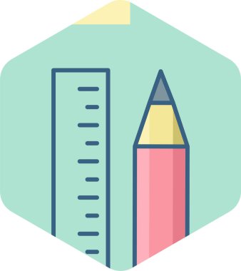 Cetvel ve kalem vektörü simgesi modern basit vektör illüstrasyonu 