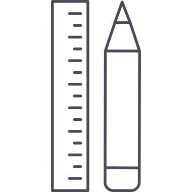 Cetvel ve kalem vektörü simgesi modern basit vektör illüstrasyonu 