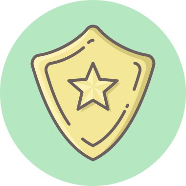 Yıldız vektör simgesi olan bir kalkan modern basit vektör illüstrasyonuName 