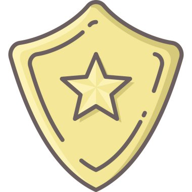 Yıldız vektör simgesi olan bir kalkan modern basit vektör illüstrasyonuName 