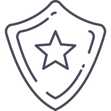 Yıldız vektör simgesi olan bir kalkan modern basit vektör illüstrasyonuName 