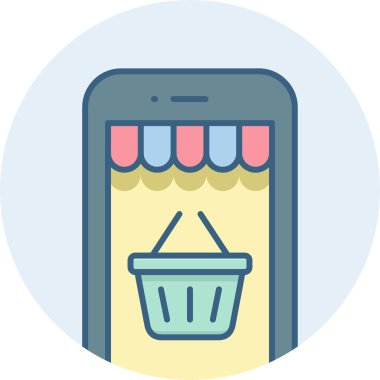 mobil alışveriş vektörü simgesi modern basit vektör çizimi 