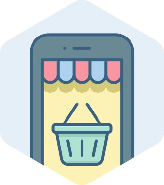 mobil alışveriş vektörü simgesi modern basit vektör çizimi 