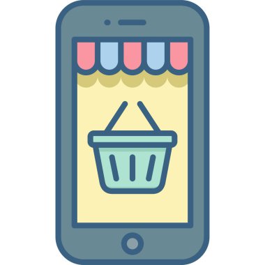 mobil alışveriş vektörü simgesi modern basit vektör çizimi 