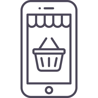 mobil alışveriş vektörü simgesi modern basit vektör çizimi 